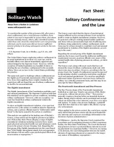Fact Sheet: Solitary Confinement and the Law (2011, PDF)