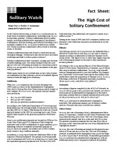 Fact Sheet: The High Cost of Solitary Confinement (2011, PDF)