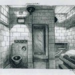 Drawing of solitary cell at the U.S. Penitentiary Administrative Maximum (ADX) in Colorado, by Thomas Silverstein
