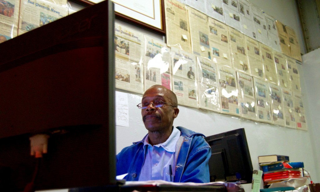 Juan Moreno Haines at work at the San Quentin News.