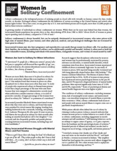 SW Fact Sheet 8 - Women in Solitary (click to download PDF)